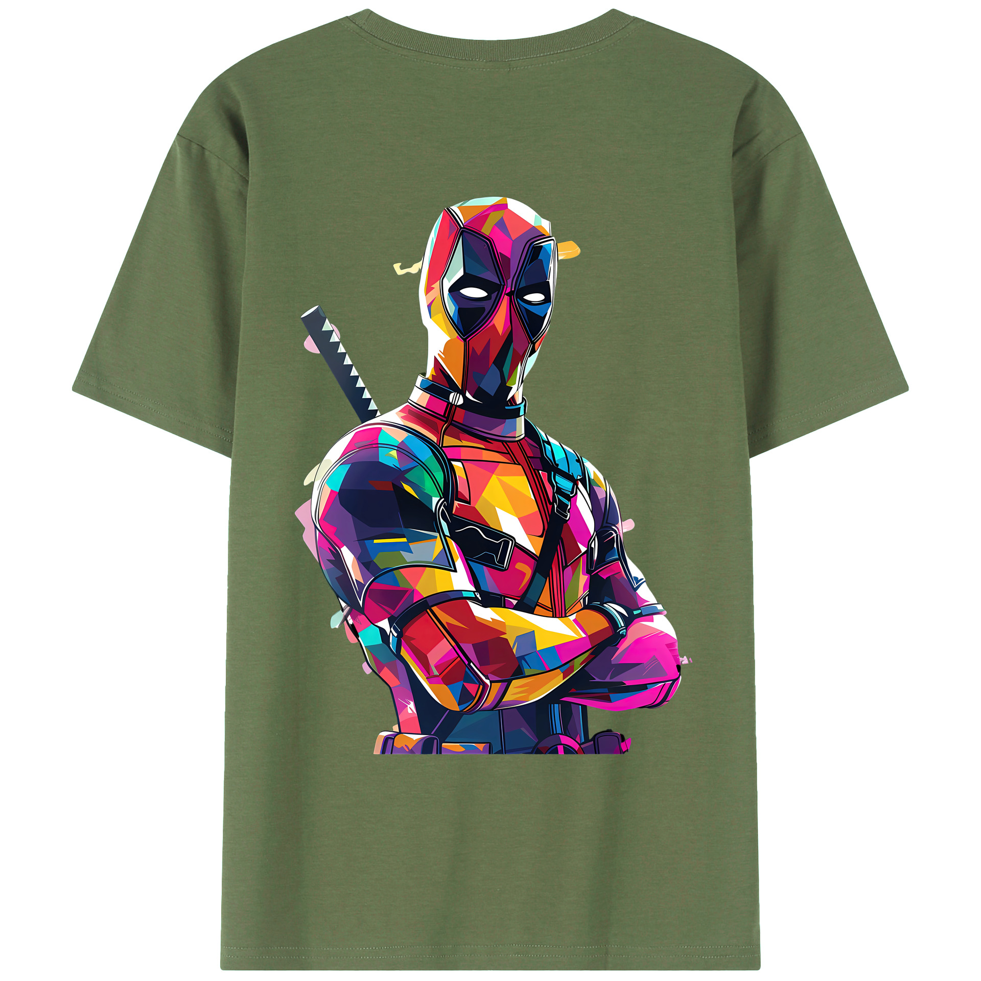 （画像用） Deadpool デッドプール 綿100％ メンズ半袖Tシャツ（バックプリント） 通気性